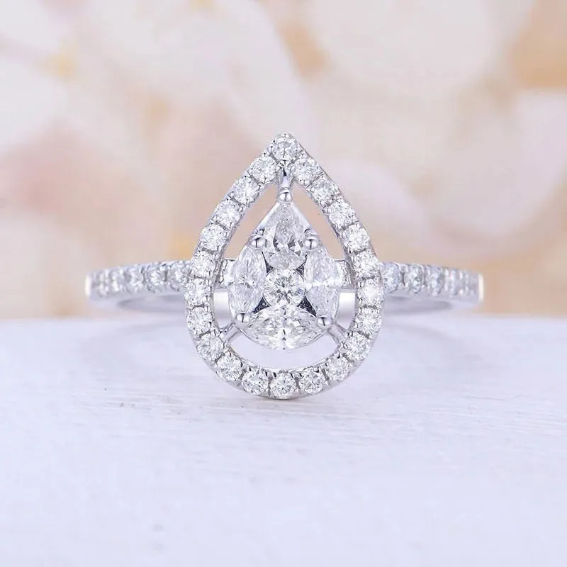 Womens Ring | Iced Out Ring | Engagement Ring Diamond | Engagement Rings UK | Pear Shaped Engagement Ring | Teardrop Ring | Promise Ring