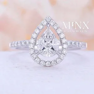 Womens Ring | Iced Out Ring | Engagement Ring Diamond | Engagement Rings UK | Pear Shaped Engagement Ring | Teardrop Ring | Promise Ring