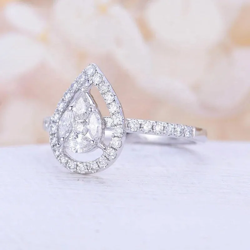 Womens Ring | Iced Out Ring | Engagement Ring Diamond | Engagement Rings UK | Pear Shaped Engagement Ring | Teardrop Ring | Promise Ring