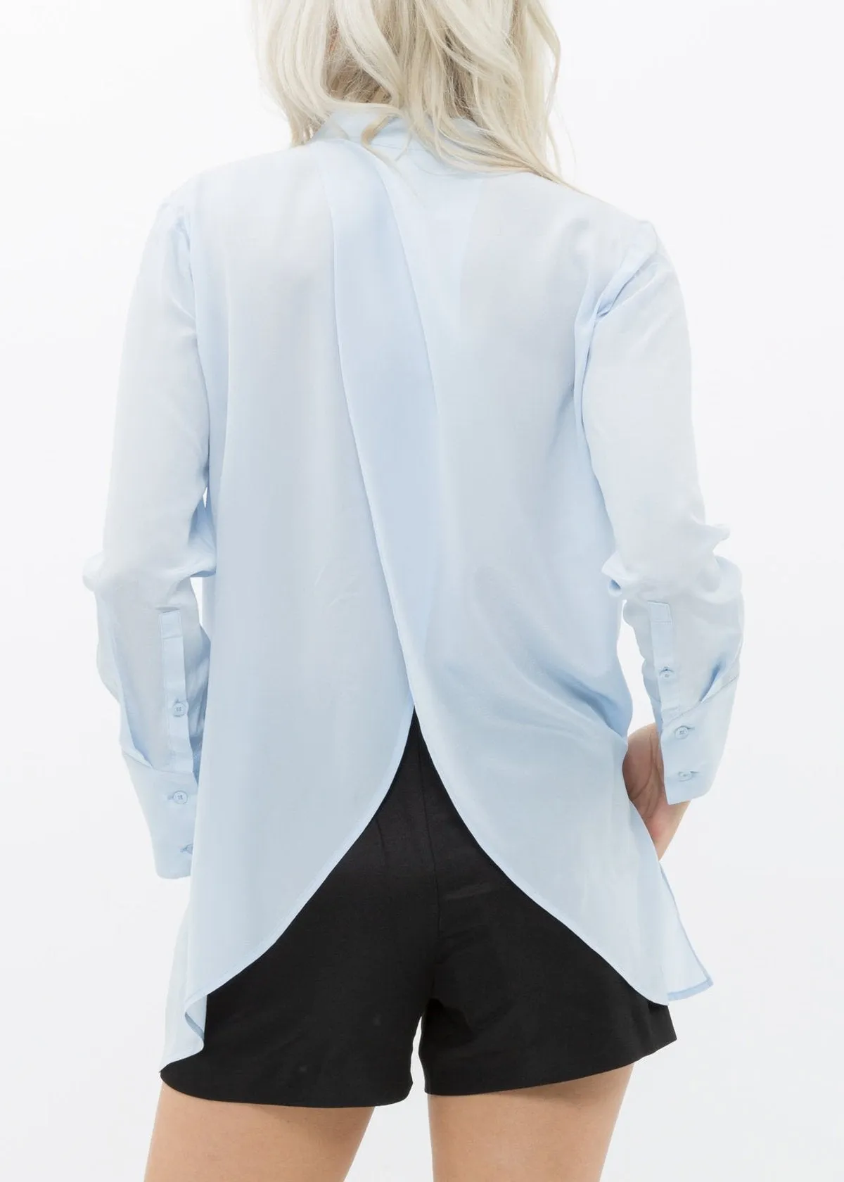 Women's Sheer Placket Hi Lo Blouse