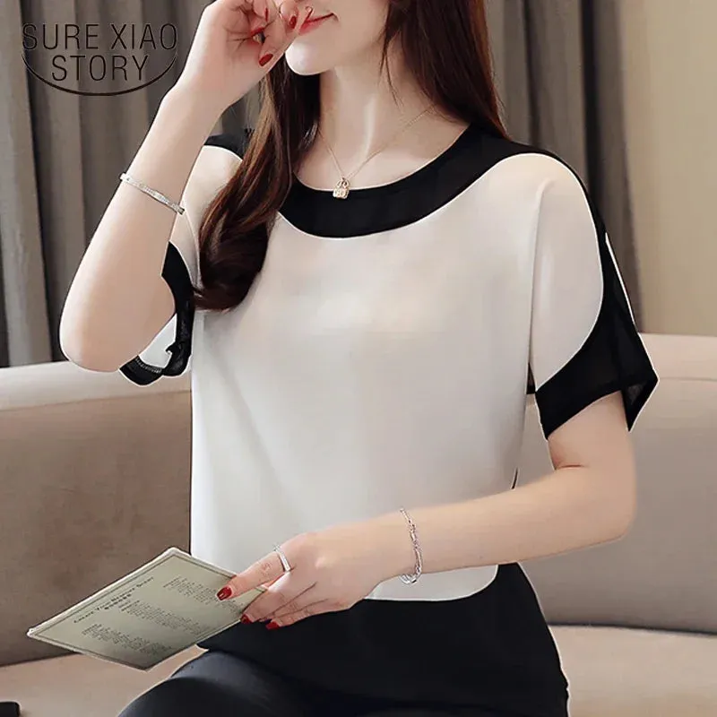 Women's Short Sleeve Batwing Chiffon Tops