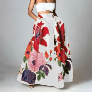 Women's Stylish Floral Print Maxi Skirt | High Waist