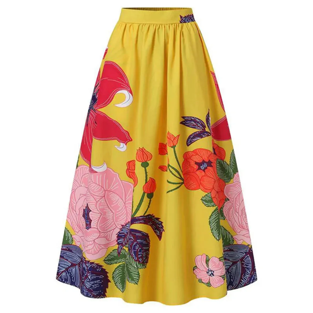 Women's Stylish Floral Print Maxi Skirt | High Waist