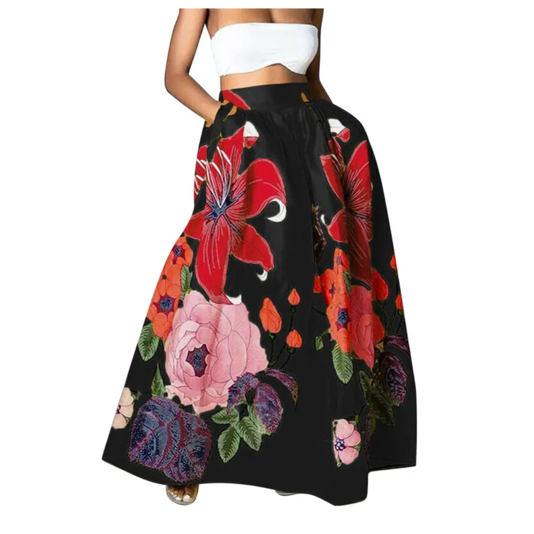 Women's Stylish Floral Print Maxi Skirt | High Waist
