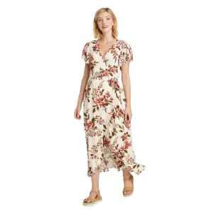 Xhilaration Women's Floral Print Short Sleeve Maxi Wrap Dress