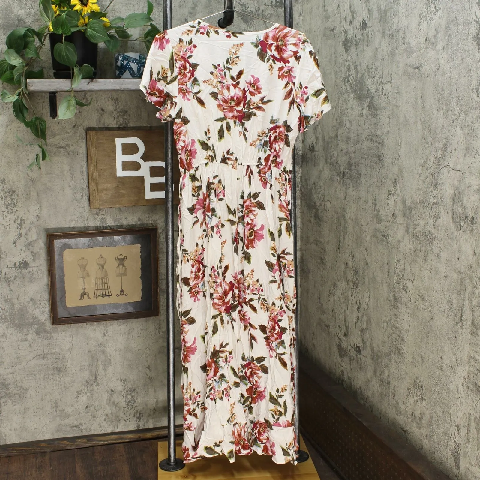 Xhilaration Women's Floral Print Short Sleeve Maxi Wrap Dress