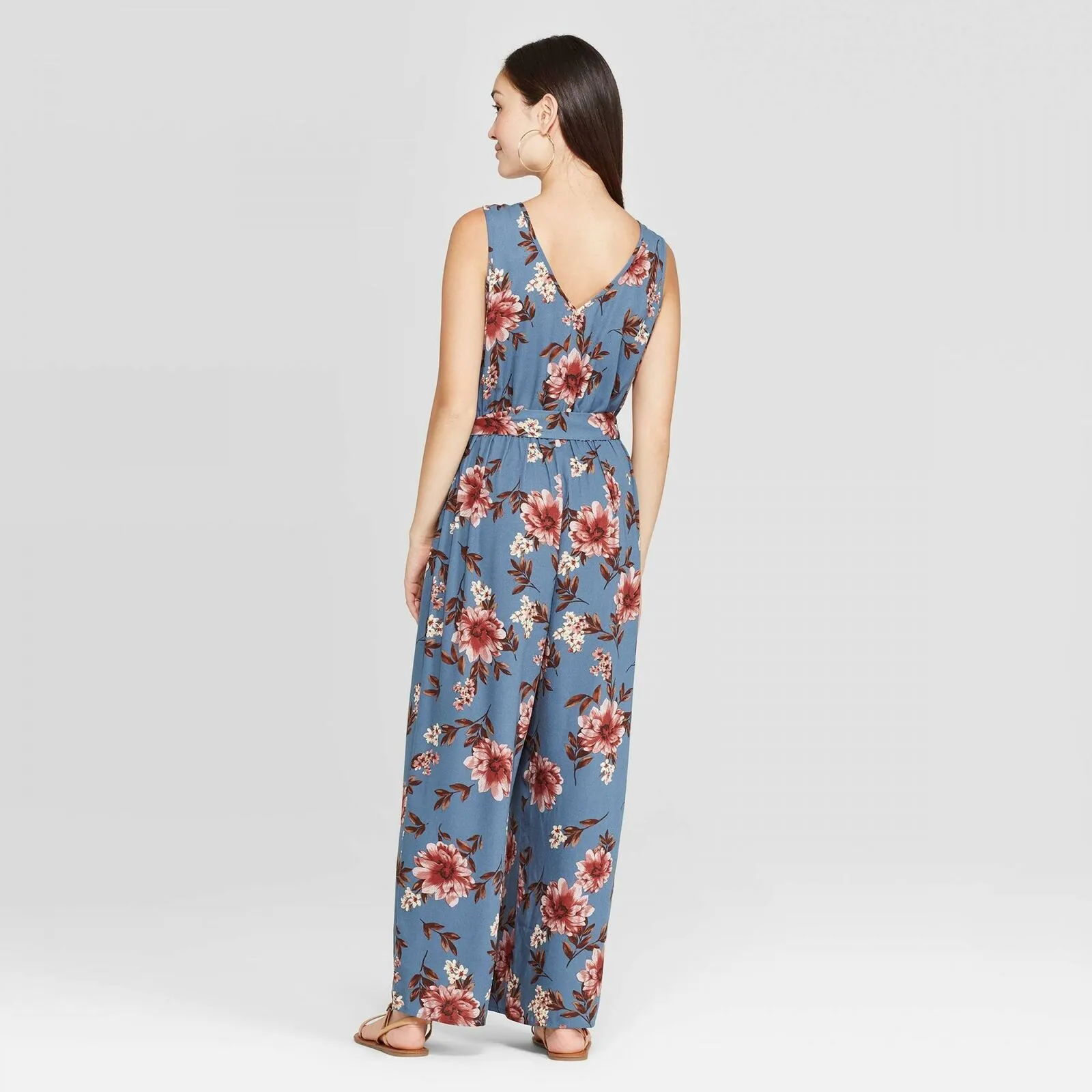 Xhilaration Women's Floral Print Sleeveless Deep V-Neck Jumpsuit