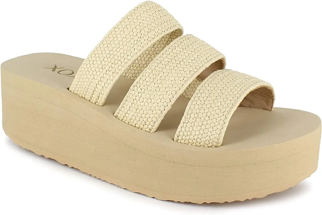 XOXO Women's Ben Flat Sandal, Natural, 10