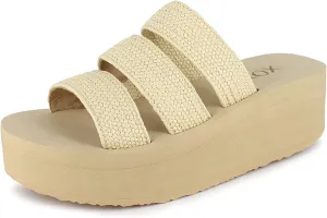 XOXO Women's Ben Flat Sandal, Natural, 10