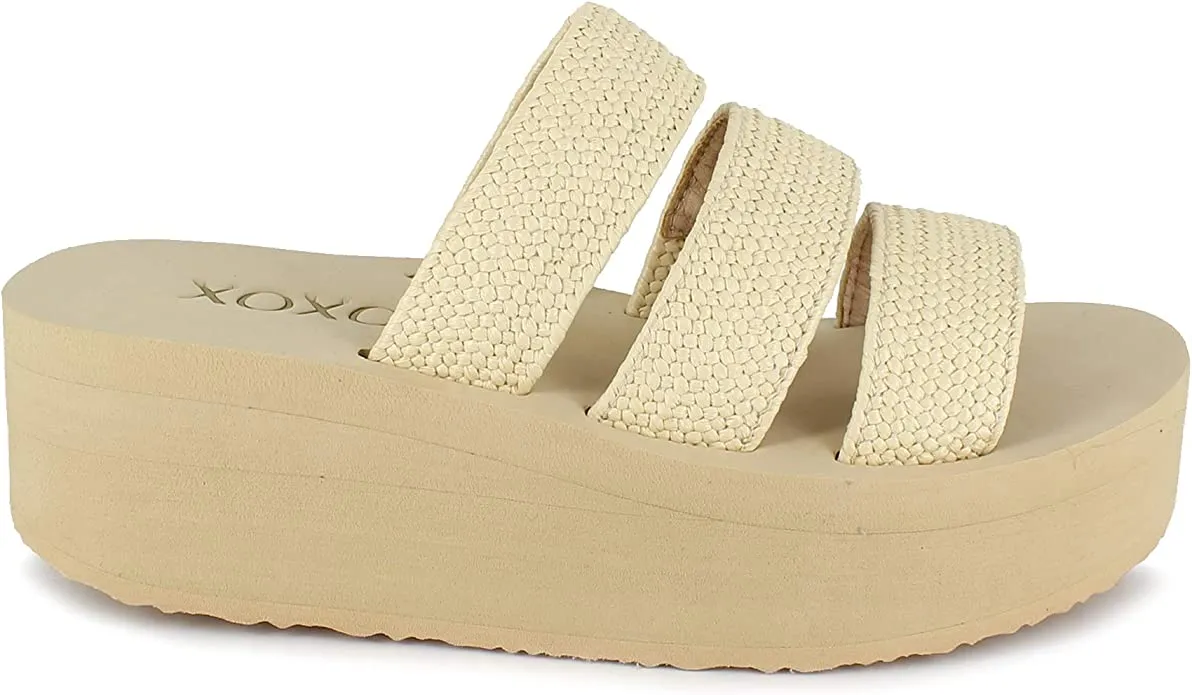 XOXO Women's Ben Flat Sandal, Natural, 10