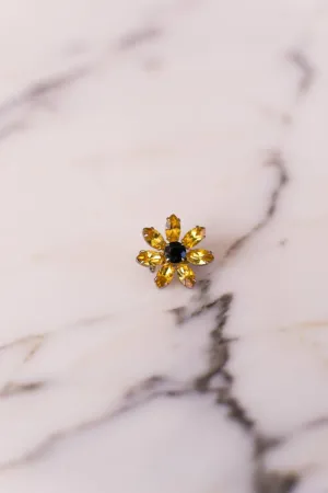 Yellow and Black Rhinestone Sunflower Scatter Pin
