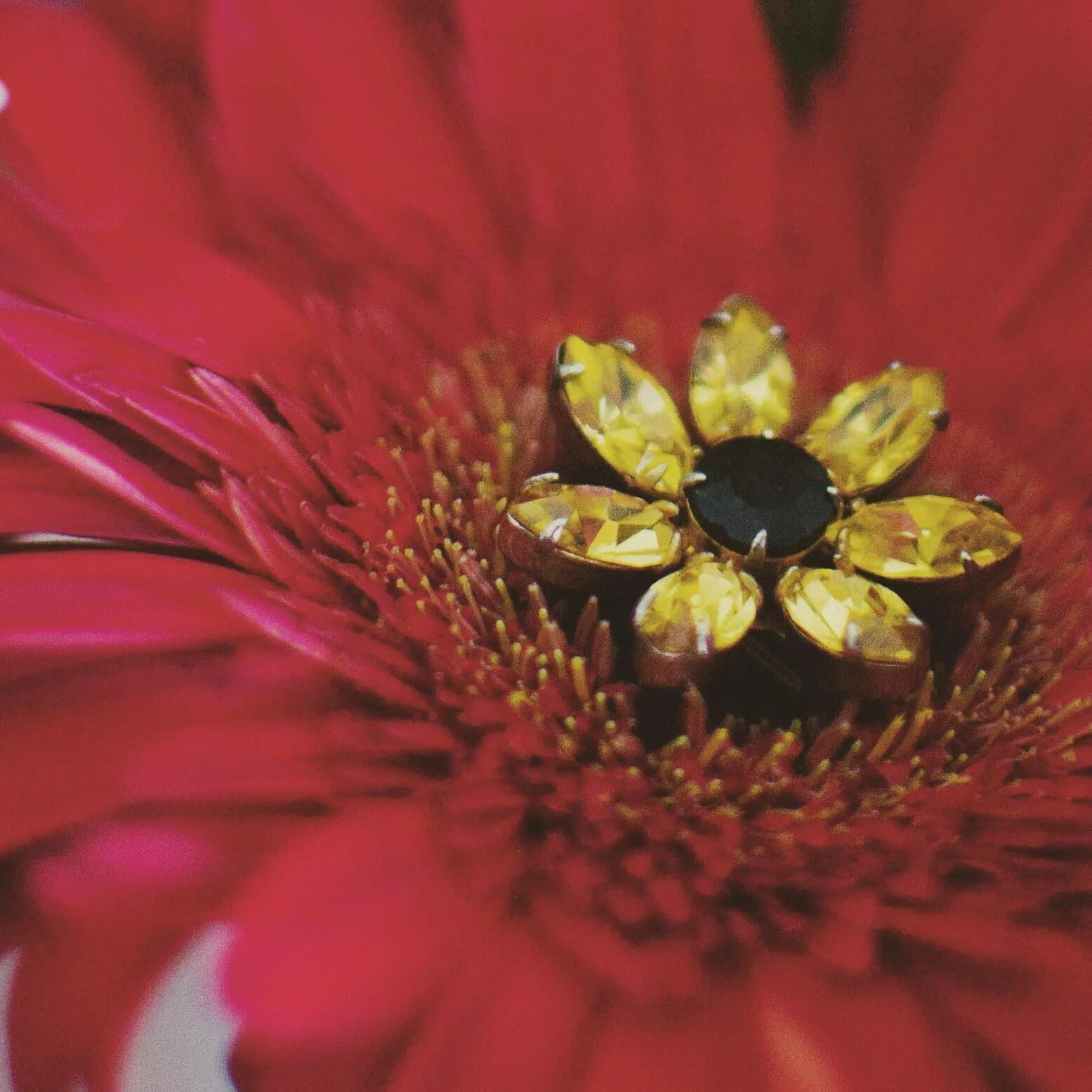 Yellow and Black Rhinestone Sunflower Scatter Pin