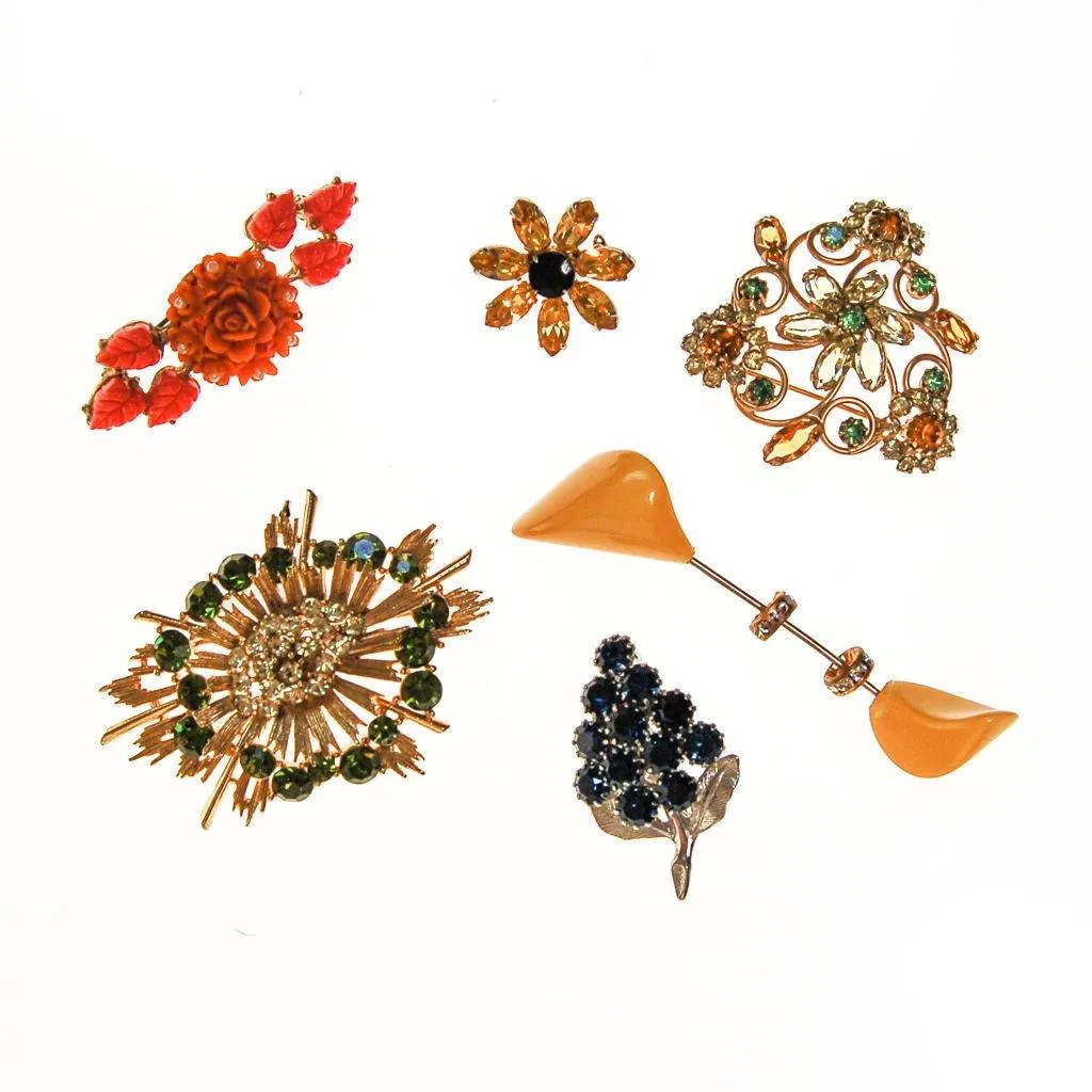 Yellow and Black Rhinestone Sunflower Scatter Pin