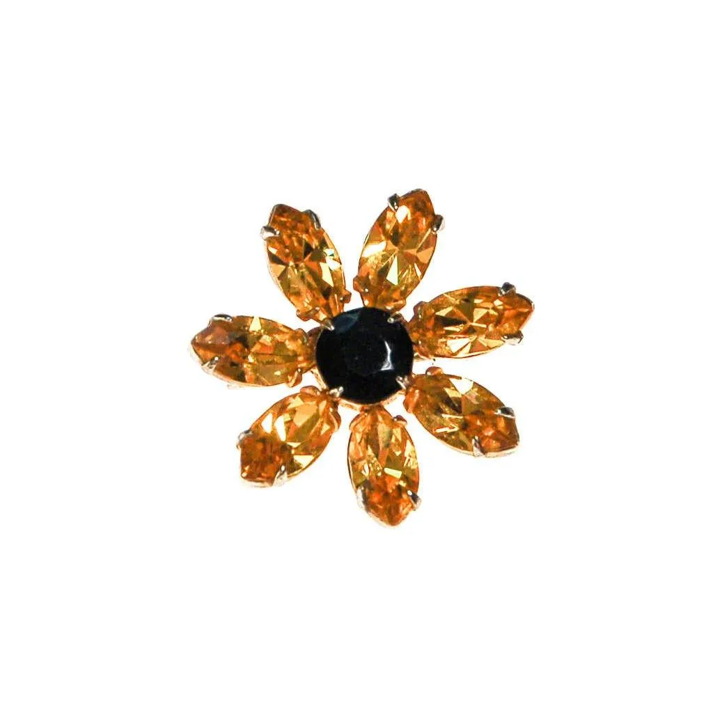Yellow and Black Rhinestone Sunflower Scatter Pin