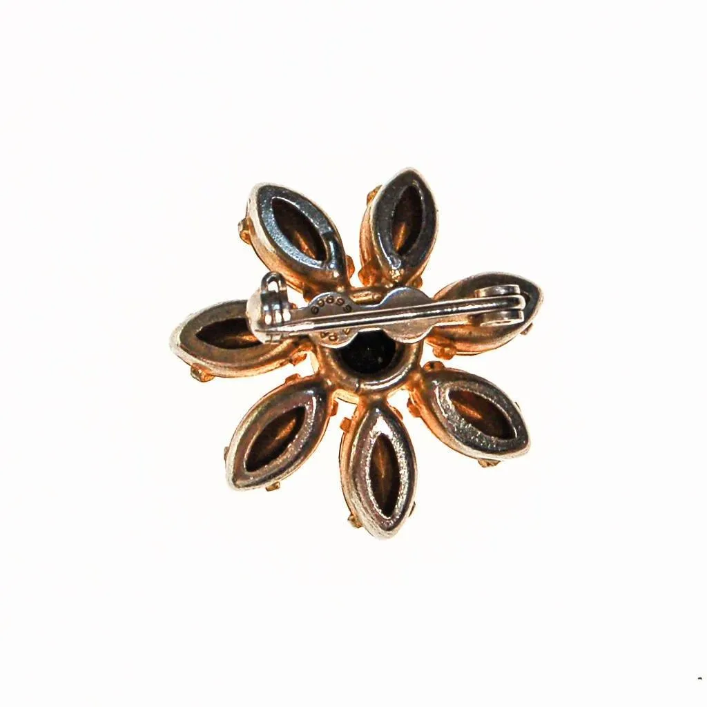 Yellow and Black Rhinestone Sunflower Scatter Pin