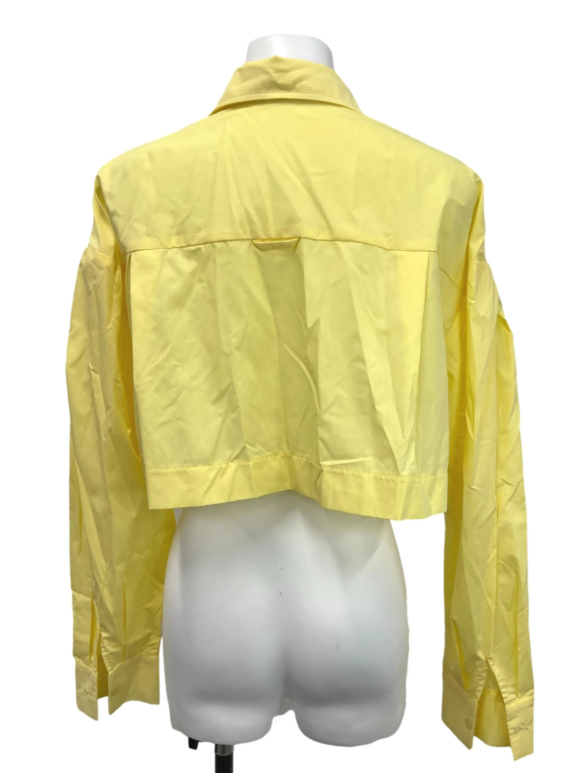 Yellow Cropped Button Down Top