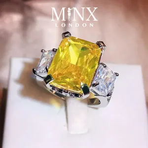 Yellow Diamond Ring | Womens Ring | Emerald Diamond Ring | Emerald Engagement Ring |  Baguette Ring | Womens Engagement Ring | Cushion Ring