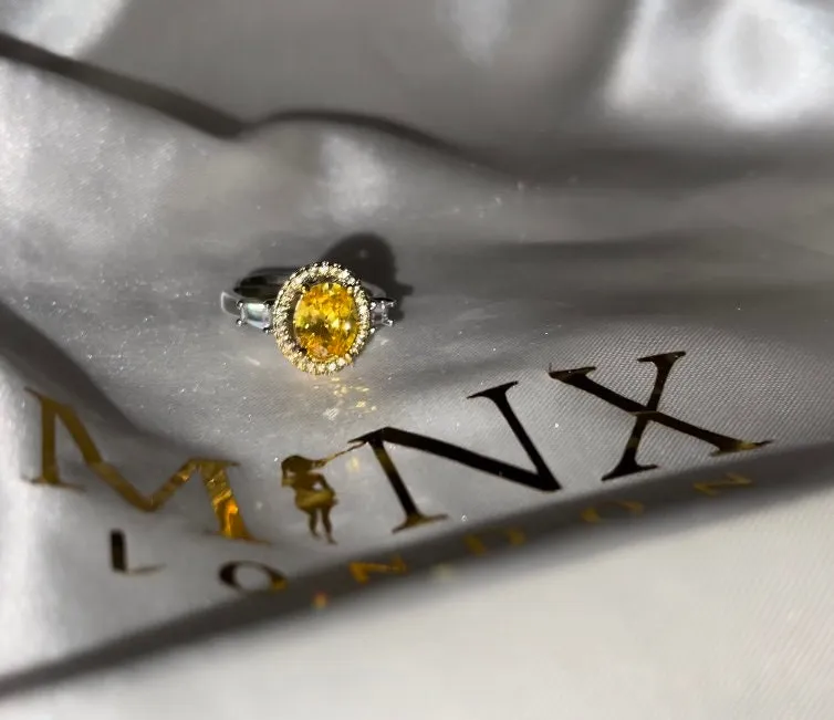 Yellow Diamond Ring | Yellow Diamond Engagement Rings | Canary Yellow Diamond Ring | Halo Wedding Ring | Womens Engagement Ring | Halo Ring