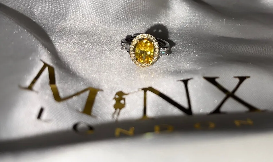 Yellow Diamond Ring | Yellow Diamond Engagement Rings | Canary Yellow Diamond Ring | Halo Wedding Ring | Womens Engagement Ring | Halo Ring