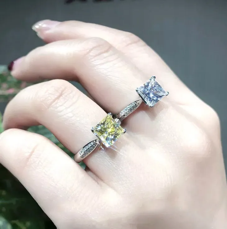 Yellow Diamond Ring | Yellow Diamond Engagement Rings | Platinum Plated Ring | Wedding Ring | Womens Engagement Ring | Solitaire Ring