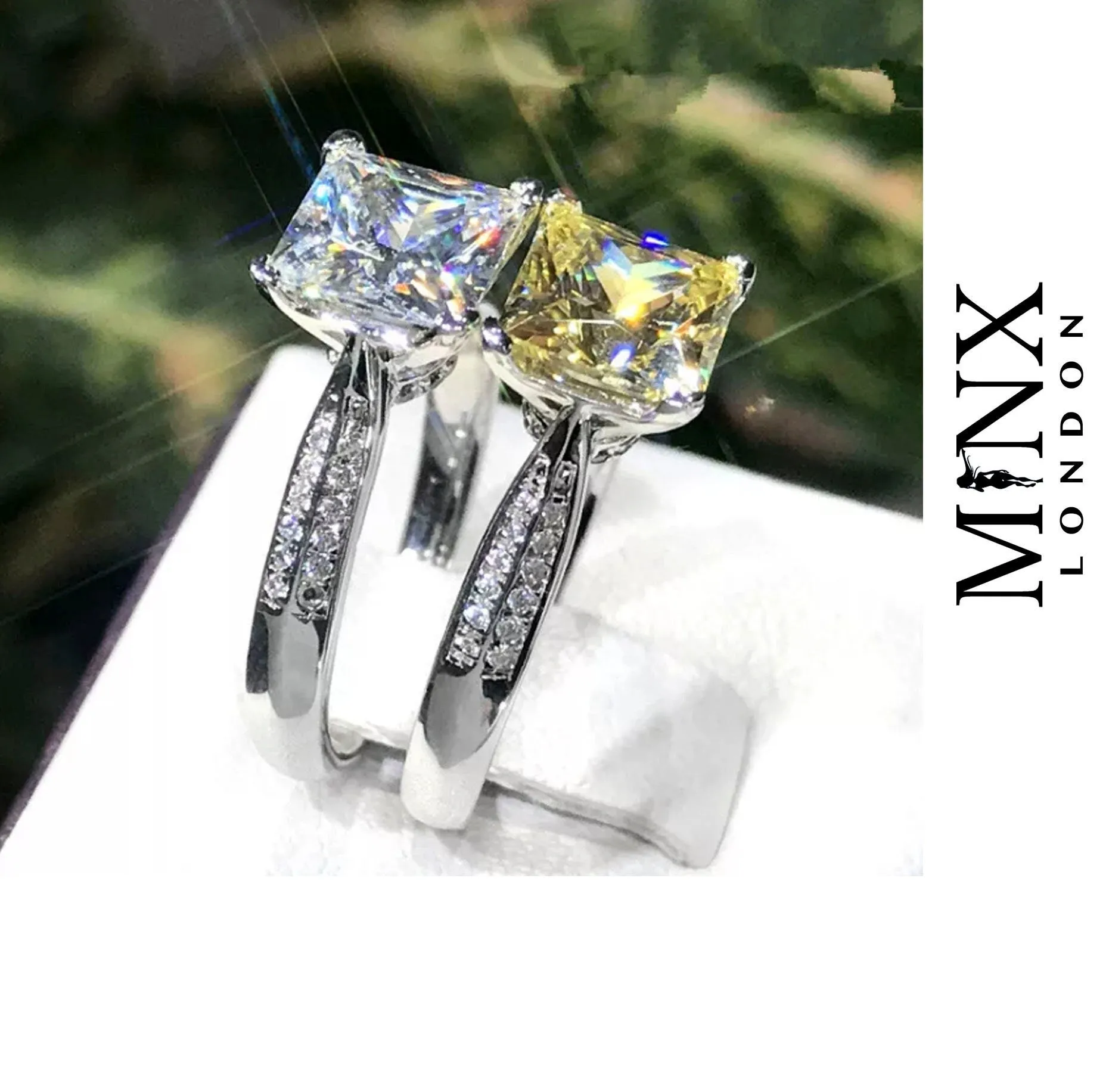 Yellow Diamond Ring | Yellow Diamond Engagement Rings | Platinum Plated Ring | Wedding Ring | Womens Engagement Ring | Solitaire Ring