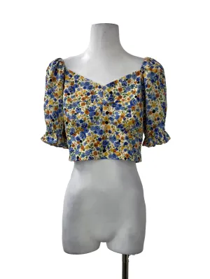 Yellow Floral Puff Sleeve Top