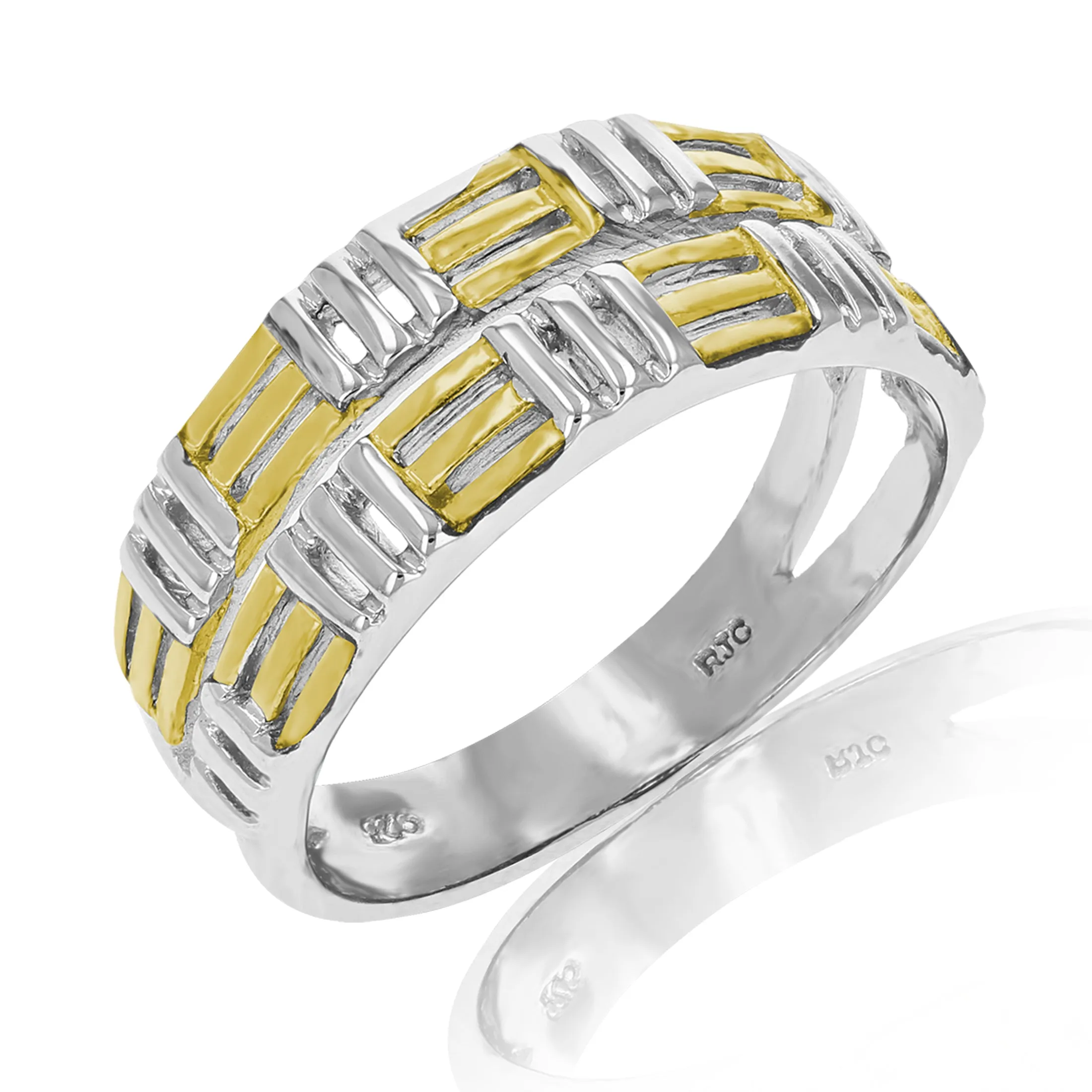 Yellow Gold Plated Sterling Silver Wedding Band Size 7