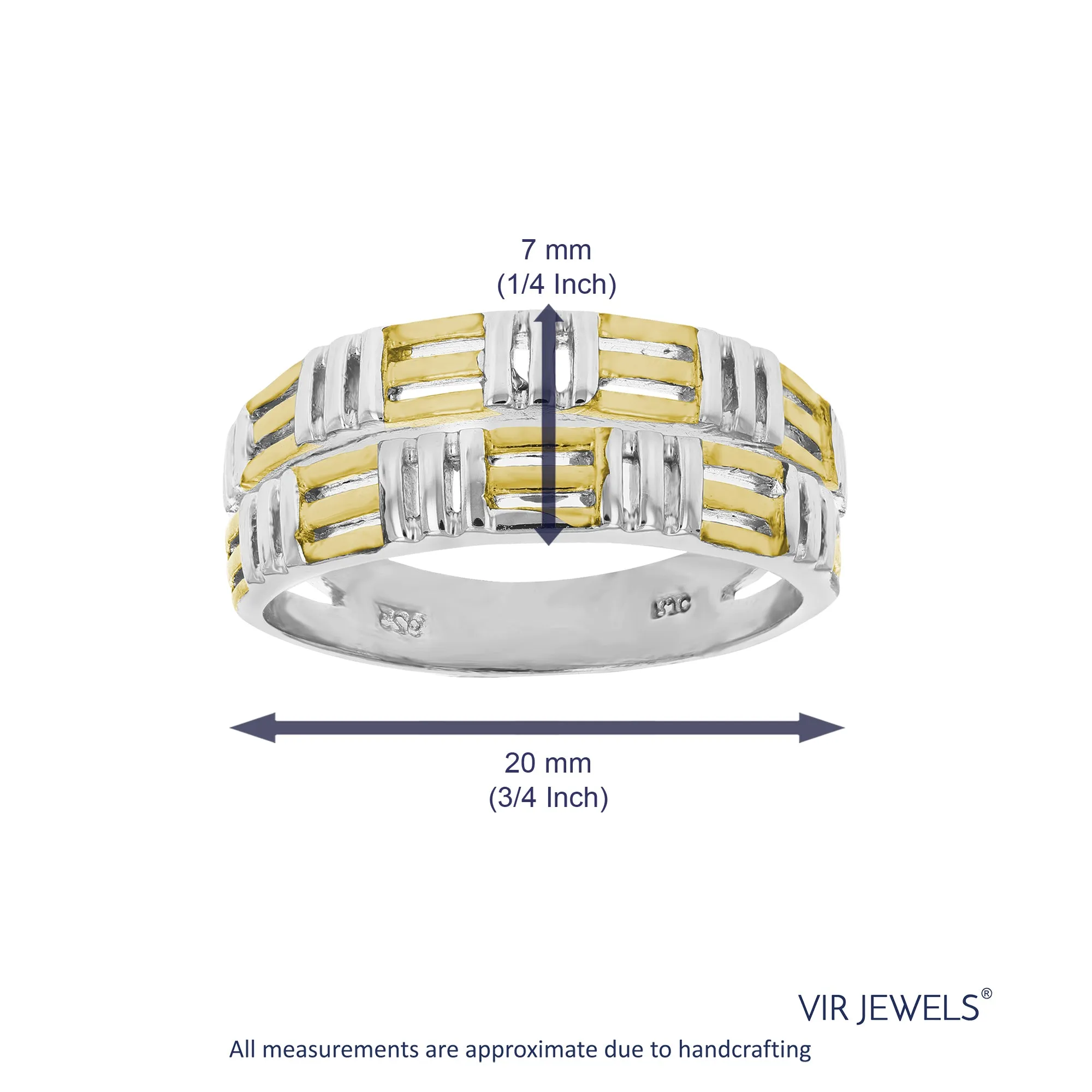 Yellow Gold Plated Sterling Silver Wedding Band Size 7
