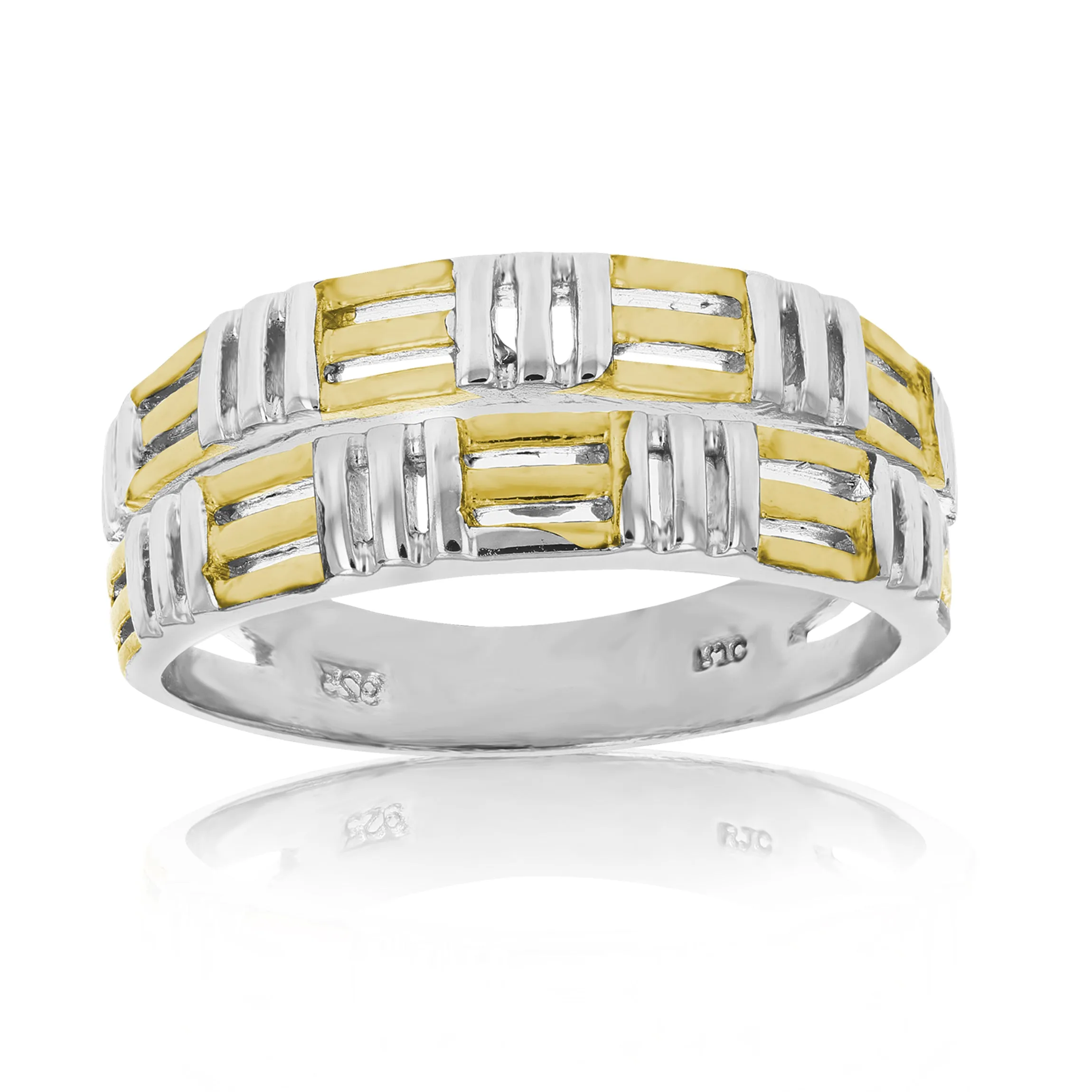 Yellow Gold Plated Sterling Silver Wedding Band Size 7