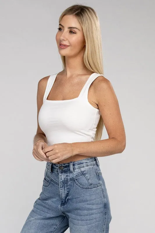 ZENANA Cotton Square Neck Cropped Cami Top