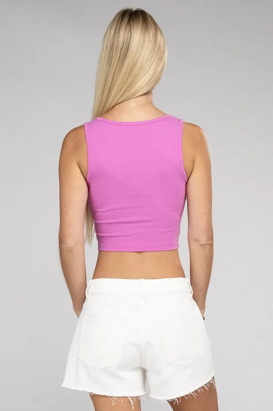 ZENANA Cotton Square Neck Cropped Cami Top