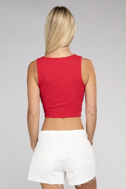 ZENANA Cotton Square Neck Cropped Cami Top