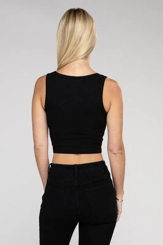 ZENANA Cotton Square Neck Cropped Cami Top