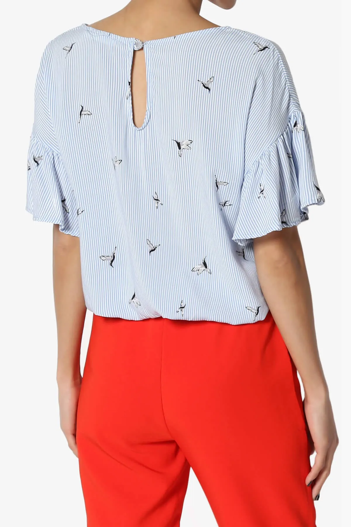 Zuma Striped Ruffle Sleeve Top