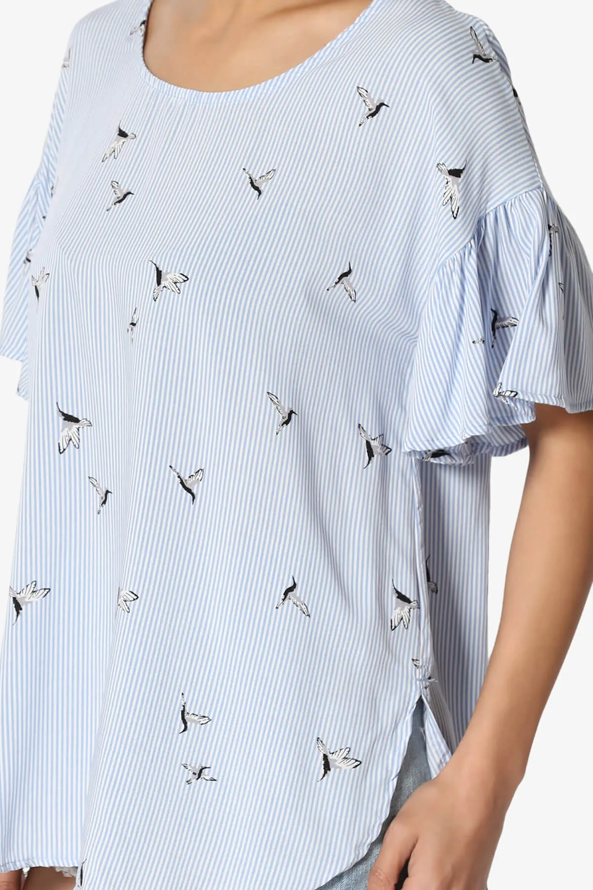 Zuma Striped Ruffle Sleeve Top