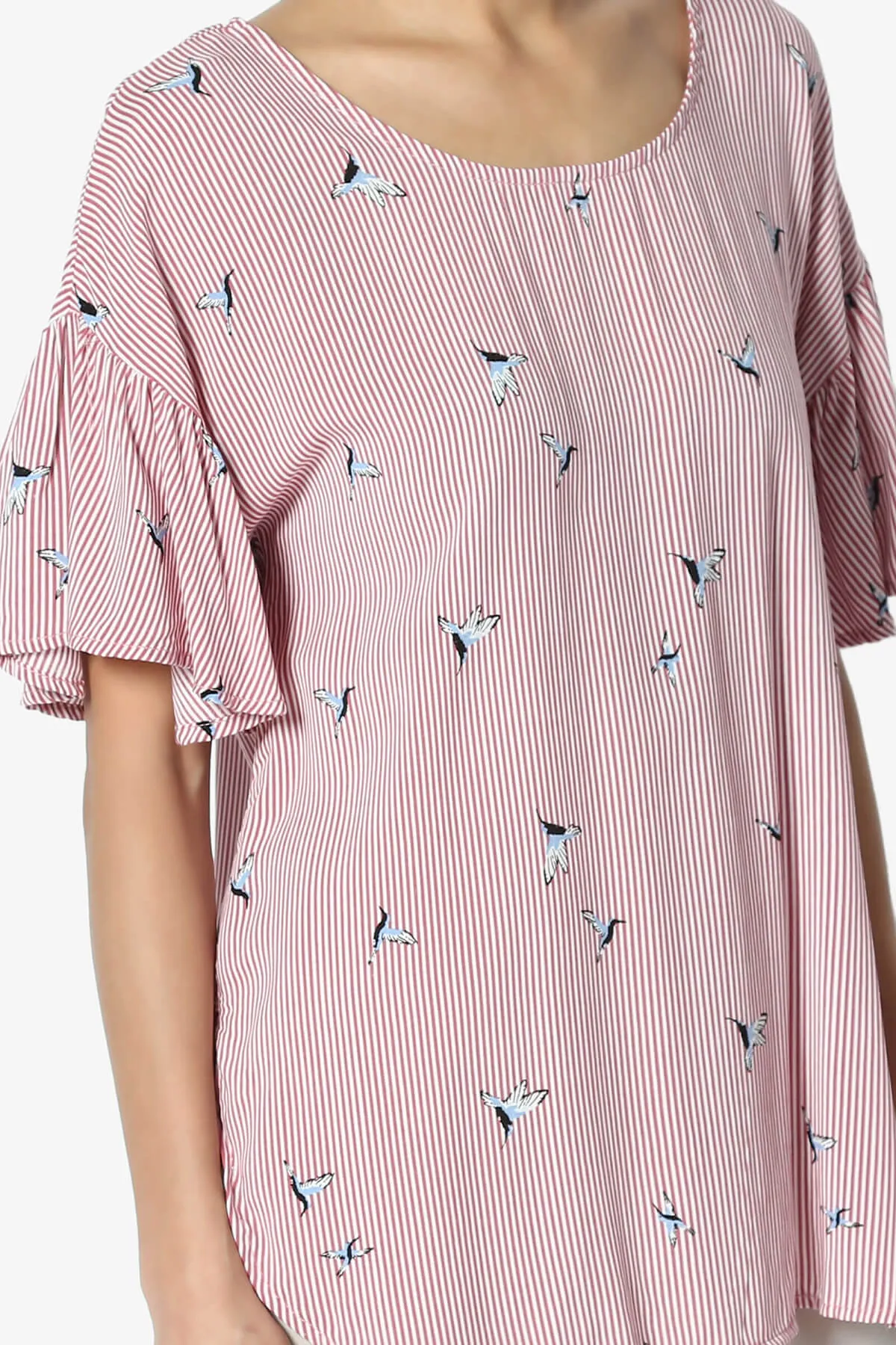 Zuma Striped Ruffle Sleeve Top