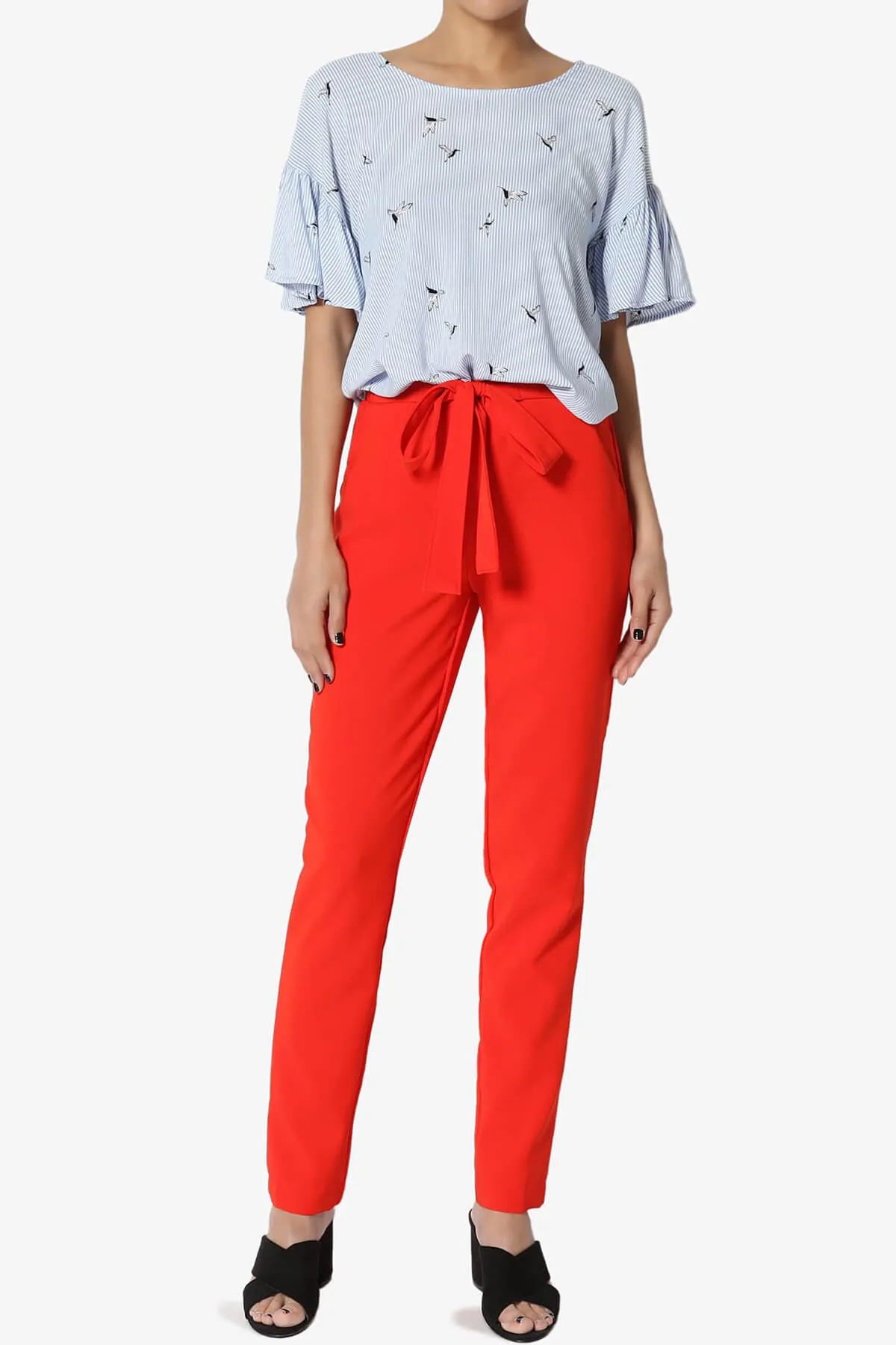 Zuma Striped Ruffle Sleeve Top