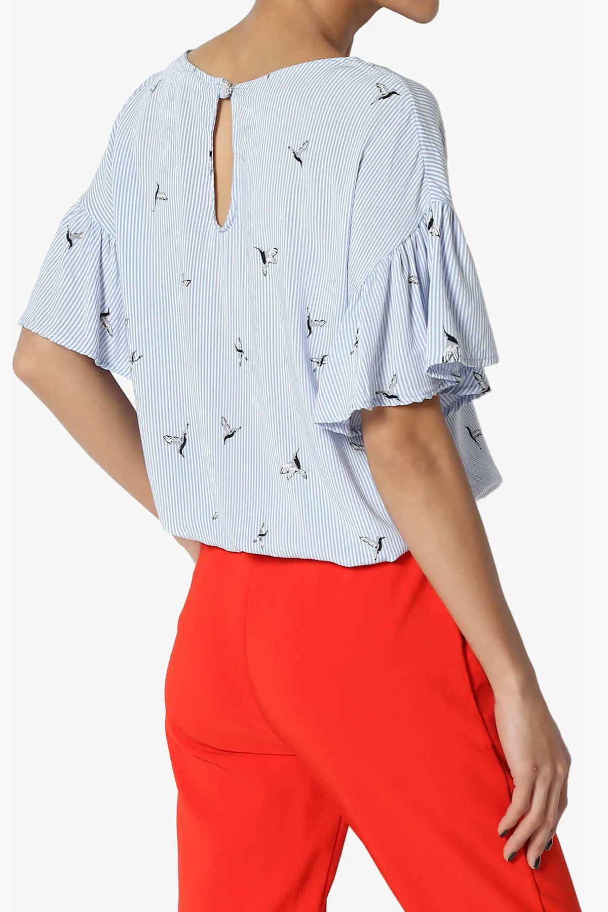 Zuma Striped Ruffle Sleeve Top