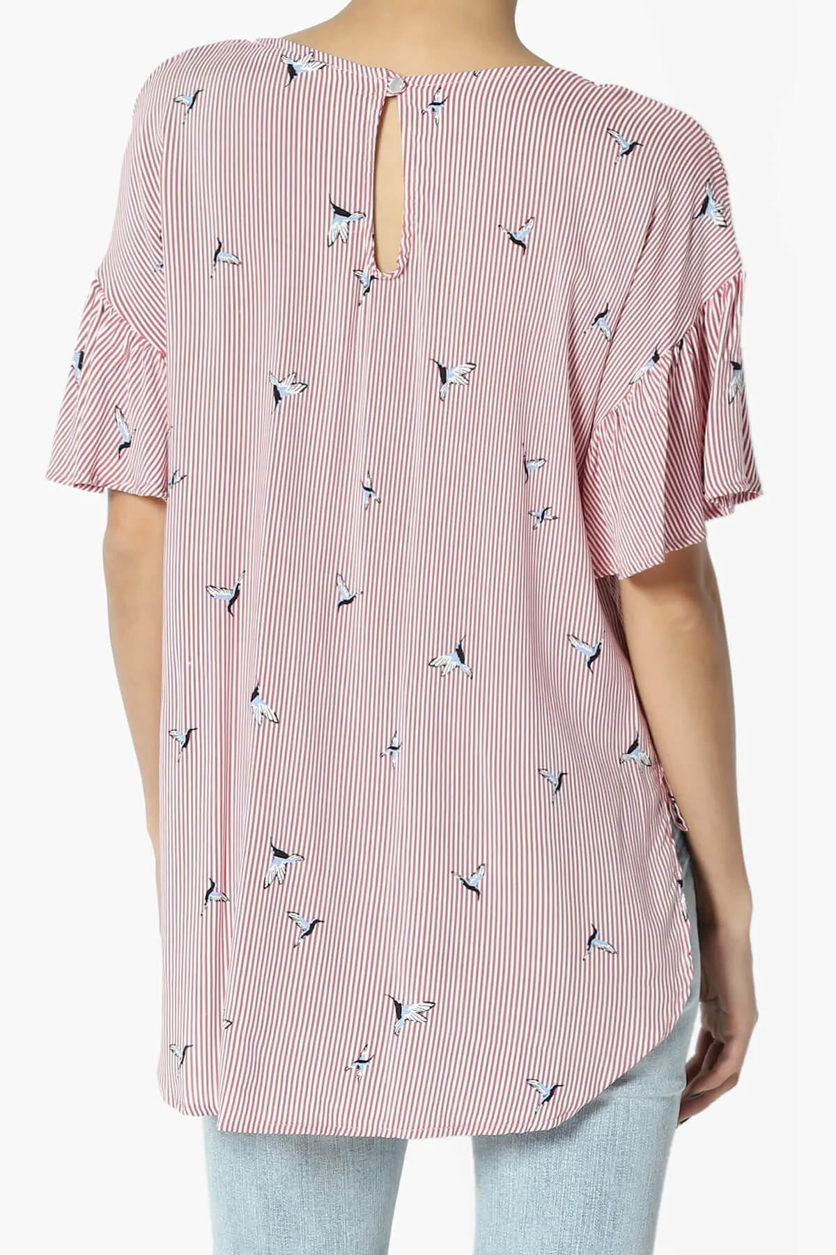 Zuma Striped Ruffle Sleeve Top