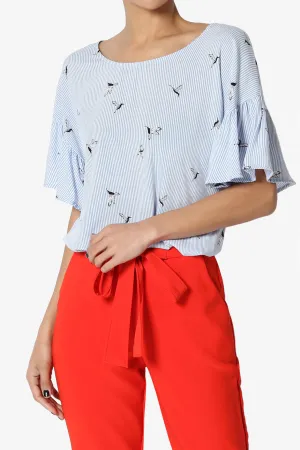 Zuma Striped Ruffle Sleeve Top